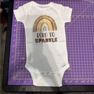 Gerber White and Orange Bodysuit with Modern Rainbow Design